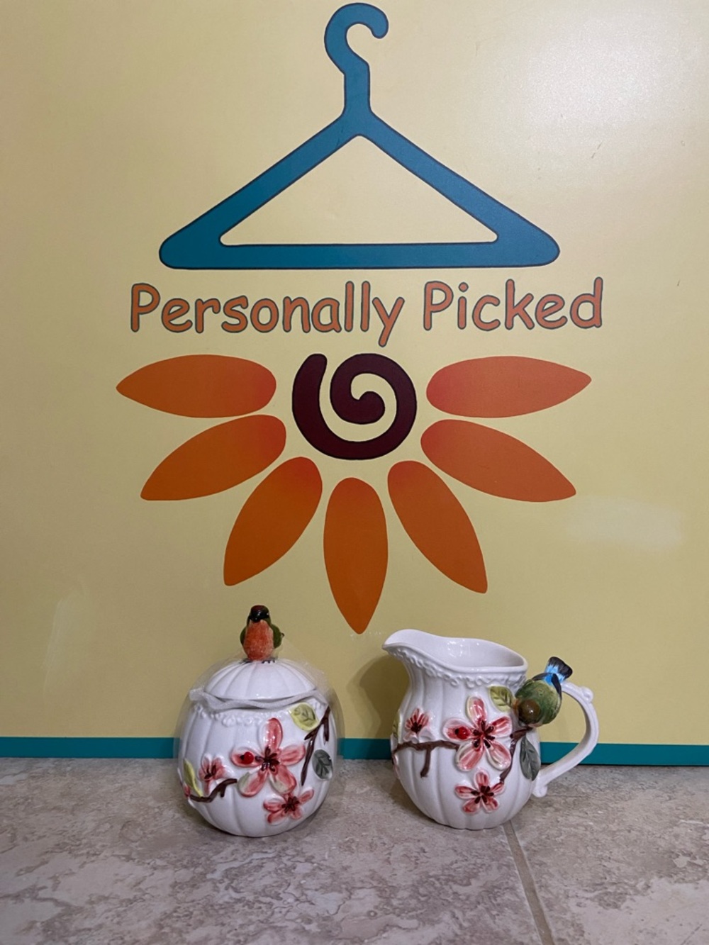 Corner Ruby Botanical Collection Sugar & Creamer